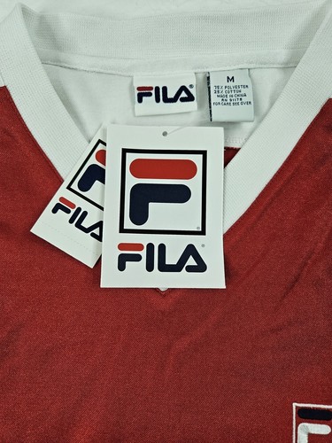 Fila Shirt Men M Red White Blue Embroidered Jersey Lightweight NWT Old Stock - Picture 4 of 9