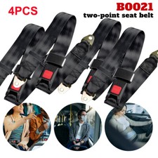 4x Universal 2 Point Safety Car Seat Belt Lap Belt Adjustable Retractable Travel