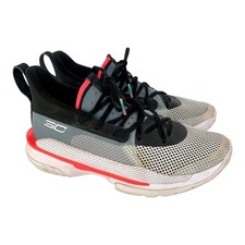 Under Armour Curry Youth 6 White Black Fluorescent Pink Red NBA Shoes