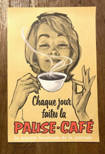 affiche ancienne  litho  vintage poster pause cafe  signée couronne année 50