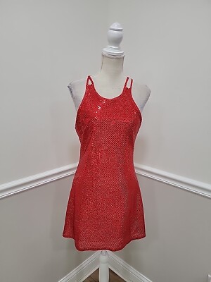 Vintage Y2K City Triangles Sparkly Mini Slimming Red Dress/Disco Medium |  eBay