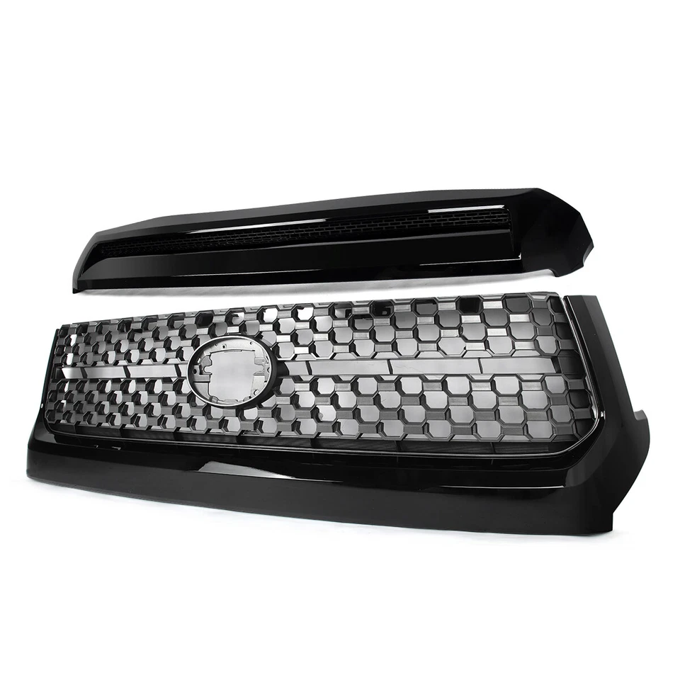 For 2014-2021 Toyota Tundra Gloss Black Front Grille & Hood Bulge Molding Grill Foto 2 de 4