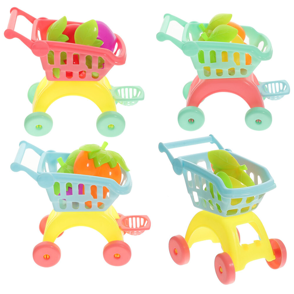 4 Sets Kids Mini Supermarket Trolley Grocery Cart Toy Small Storage