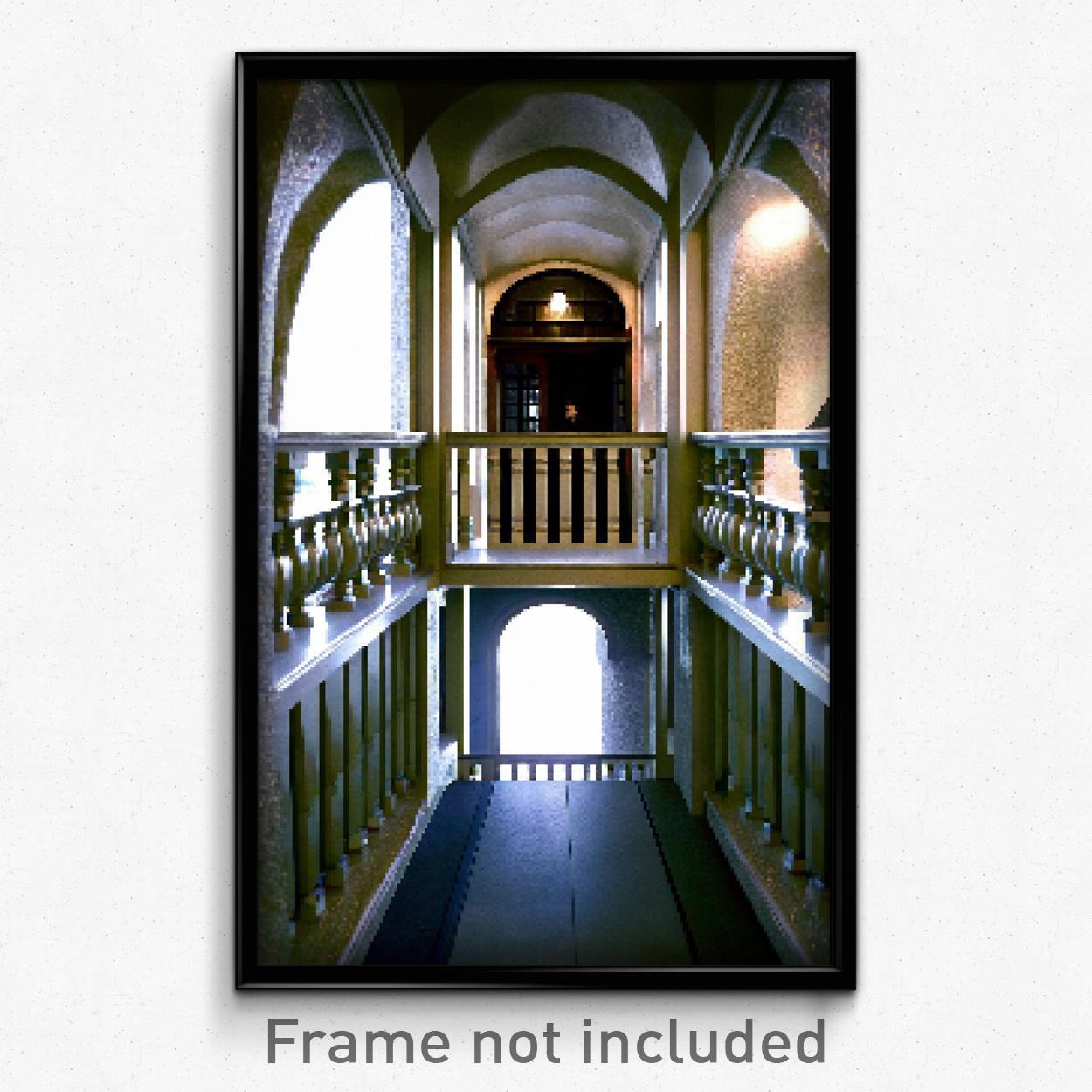 8-Bit Pixel Art Cavernous Balcony Psychedelic Trippy Video Game Poster