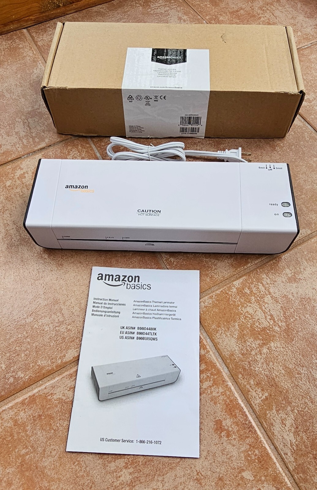 *Excellent* Used AmazonBasics Thermal Laminator - White ASIN# B00BUIQWS 3mm/5mm-image