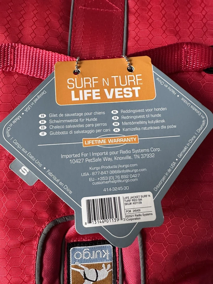 Kurgo Life Vest And Coat in One for Dogs Surf N Turf Coat Life Jacket Red Size S - Image 2 of 4