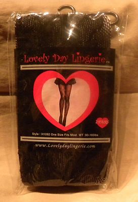 Lovely Day Lingerie H1092 2 Pair Lace Costume Pantyhose One Size Black (A2)