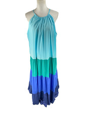JOHNNY WAS Jade Zara Color Block Tiered Maxi Dress Sz XL Boho Chic Sleeveless