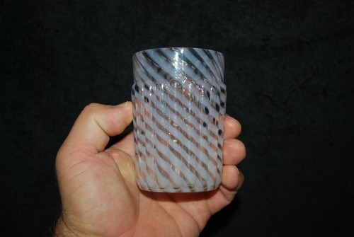 RARE VICTORIAN GLASS EAPG NORTHWOOD WHITE OPALESCENT RIBBED SWIRL TUMBLER 1890'S - Picture 8 of 8
