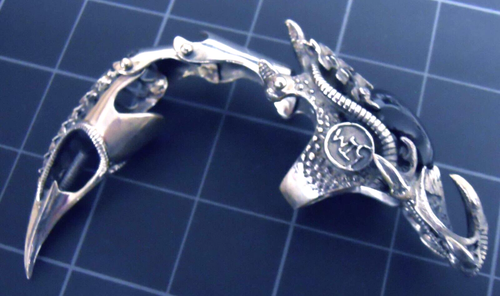 Armor Ring Articulated Sterling Silver - Size 10 - NEW - Black Onyx - Axel Claw - Picture 2 of 10