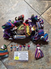 Guatemalan 2" Worry Dolls in POUCH Mayan Trouble Doll Bag 6 Must buy 3 New