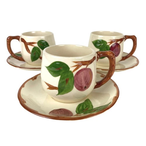 Franciscan Apple England Cups USA Saucers Earthenware Vintage Tapered Top