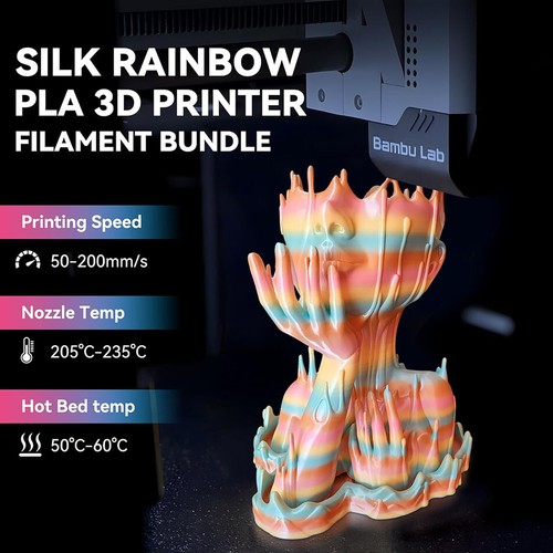 JAYO 8 rouleaux SILK PLA+ or argent arc-en-ciel 250 g 1,75 mm filament d'imprimante 3D - Photo 4/8