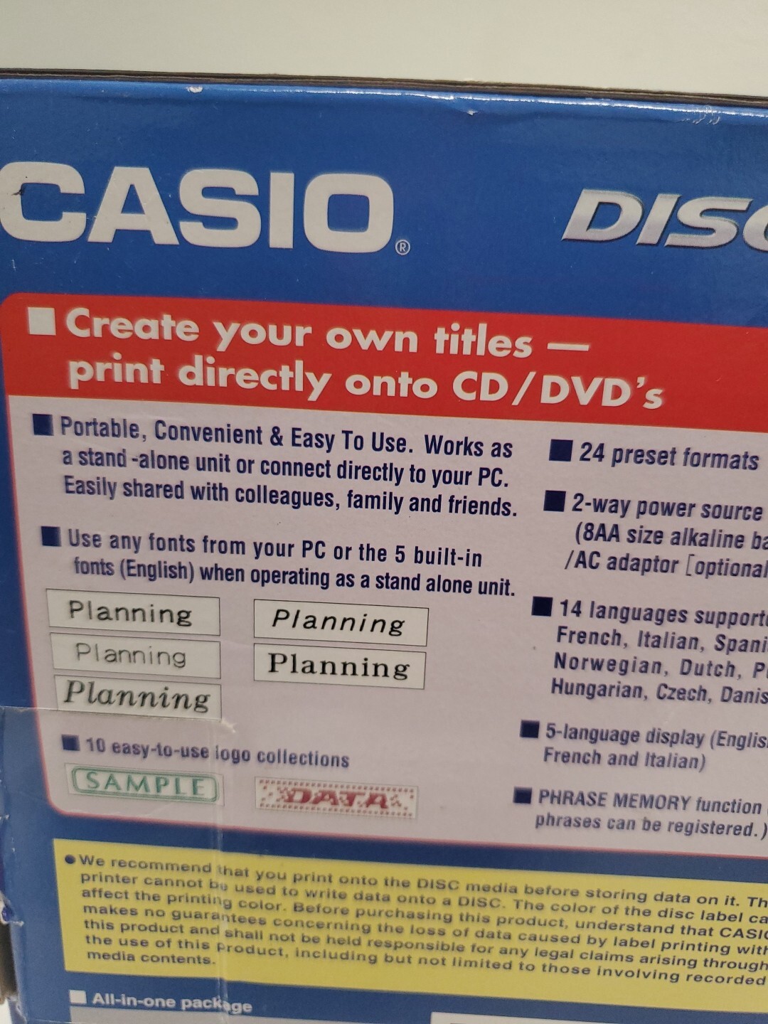 NEW Casio CW75 Disc Title Printer Import Titles on CD DVD USB
