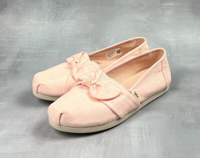 Toms Shoes Womens Slip On Grosgrain Bow Pink Casual Comfort