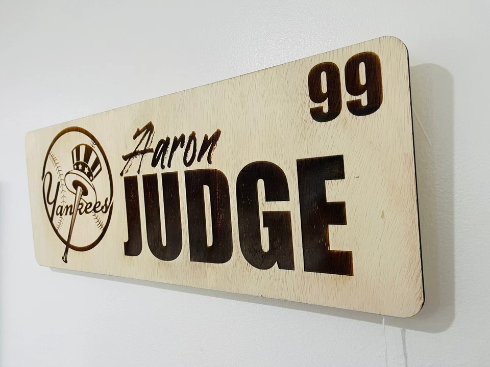 Деревянный знак с лазерной гравировкой Aaron Judge Yankees — настенная табличка 24 дюйма декор MLB - Изображение 3 из 3