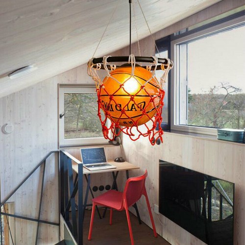 Vintage Basketball Pendant Light Acrylic Ceiling Lamp Retro Chandelier Fixture - Picture 10 of 12