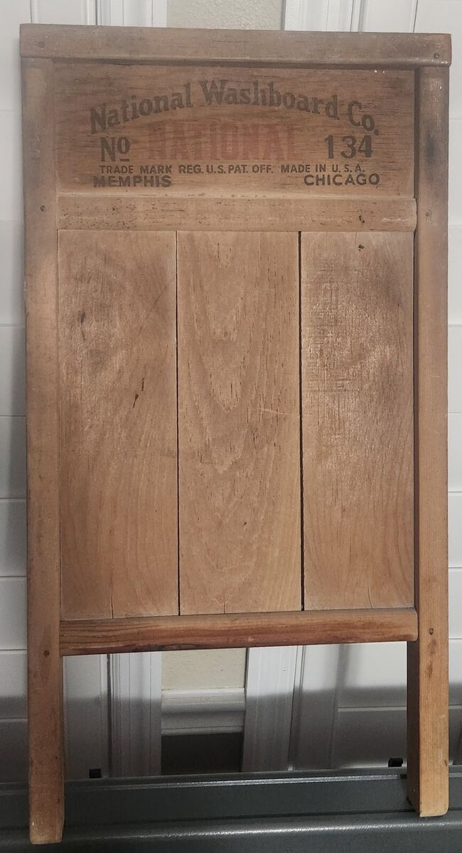 1920's Antique Tin Washboard 26x14 Wood National Washboard 1920's Antique Tin Washboard 26x14 Wood National Washboard