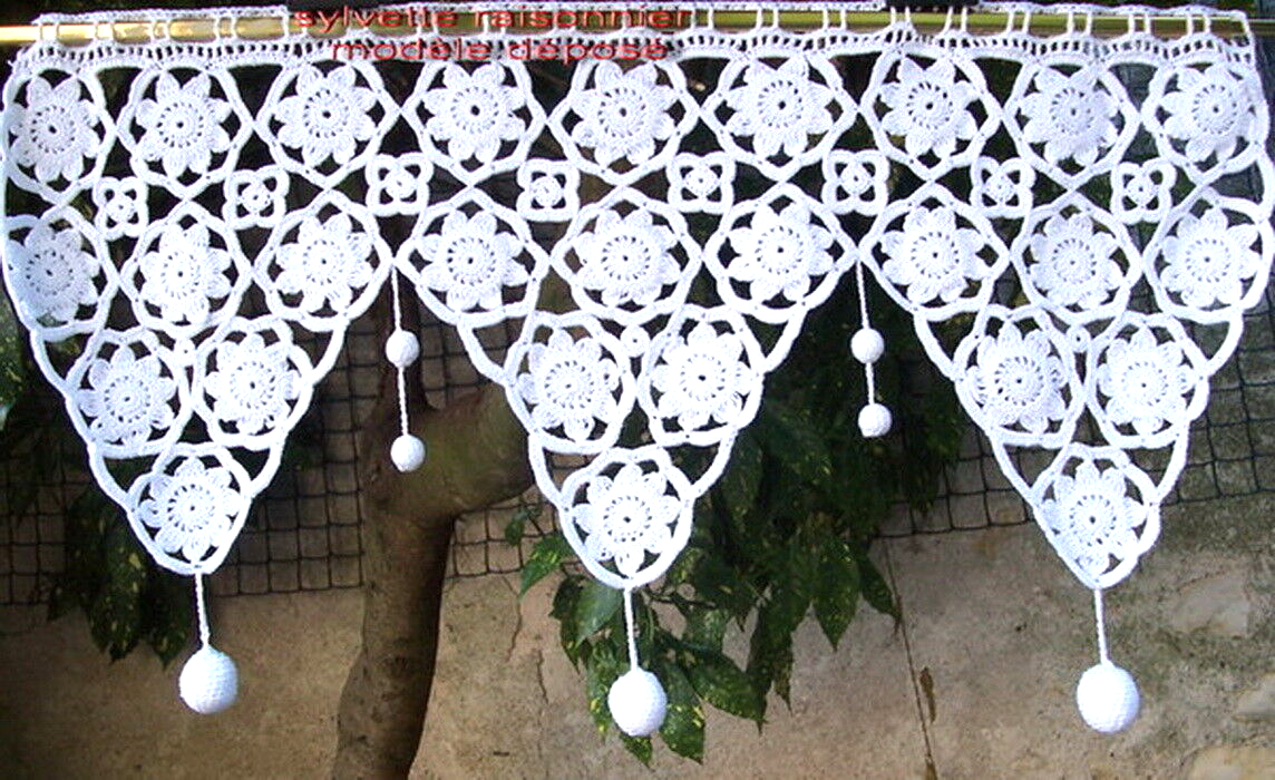 Brise-bise (cantonnière) Au Crochet Artisanal Français - Sur Mesure (couleur Et Dimensions Au Choix) - 100% Coton - Neuf