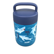 Zak Designs Kids Vacuum Insulated Stainless Steel Sharks Ocean 12 oz Blue