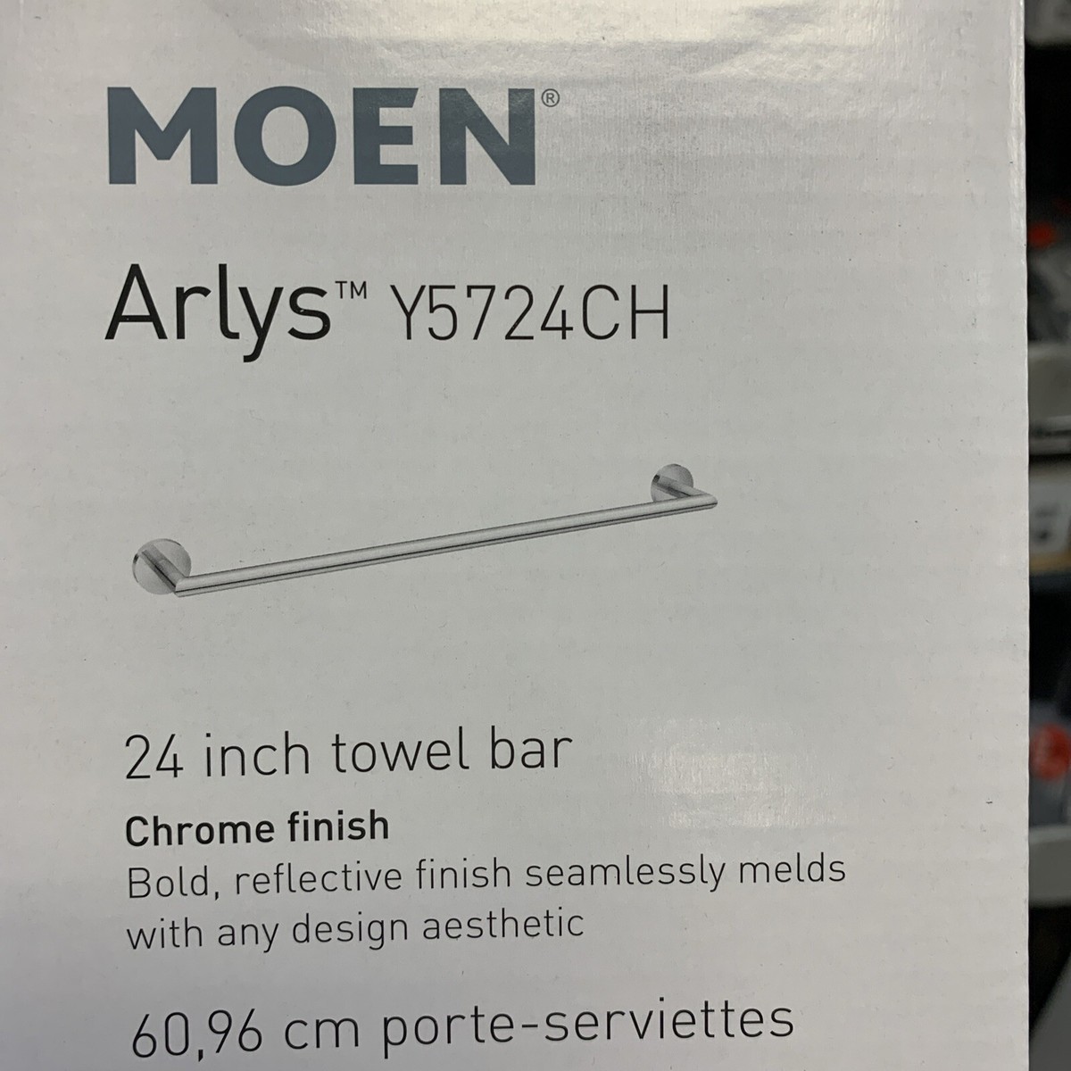 Moen Y5724CH Arlys Towel Bar, Chrome, 24 Inch