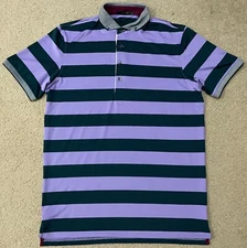 Greyson Windflower Saguache Polo Shirt Mens M Purple & Green Striped Performance
