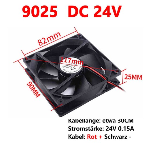Gehäuse Lüfter Case Fan 6015 7015 8020 9025 5V12V 4/5/6/7/8/9/12CM Schwarz - Afbeelding 30 van 32