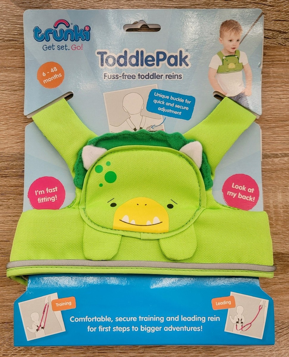 Trunki ToddlePak Fuss Free Baby Walking One Size, Green Dudley Dinosaur