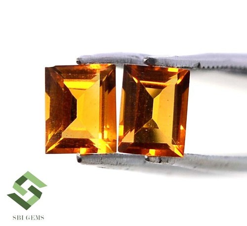 Certified Natural Citrine Baguette Cut Pair 5x4 mm 0.91 CTS Loose Gemstones - Picture 3 of 7
