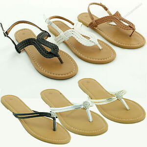 Women-039-s-New-Gladiator-Flat-Braided-Sandals-T-strap-Flip-Flops-Thong-Shoe-Size