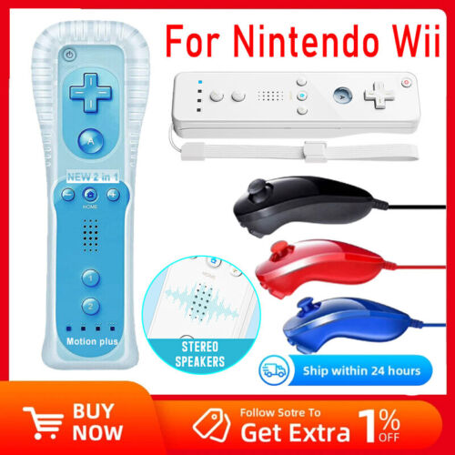 Remote Fernbedienung Controller, Nunchuk ver. Farben Für Nintendo Wii / Wii U - Foto 1 di 23