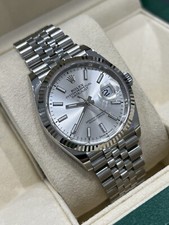 Rolex Datejust 36 Steel & White Gold 126234 Silver Baton Dial 2024 Unworn
