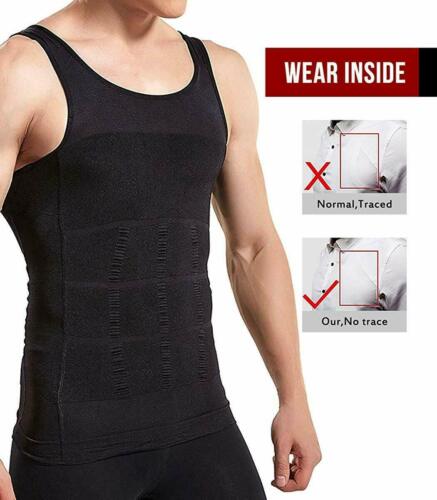 Herren schmales Shirt Körper Abnehmen Bauchformer Kontrolle Bauchunterwäsche Weste Gürtel USA - Bild 8 von 27
