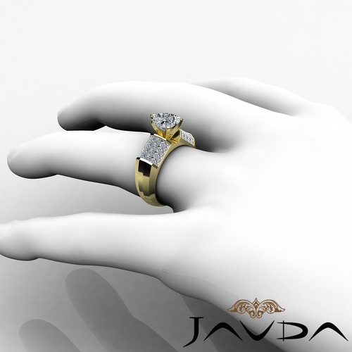 Heart Cut Diamond Engagement Prong Invisible Setting Ring GIA I Color SI1 2.2Ct - Picture 9 of 10