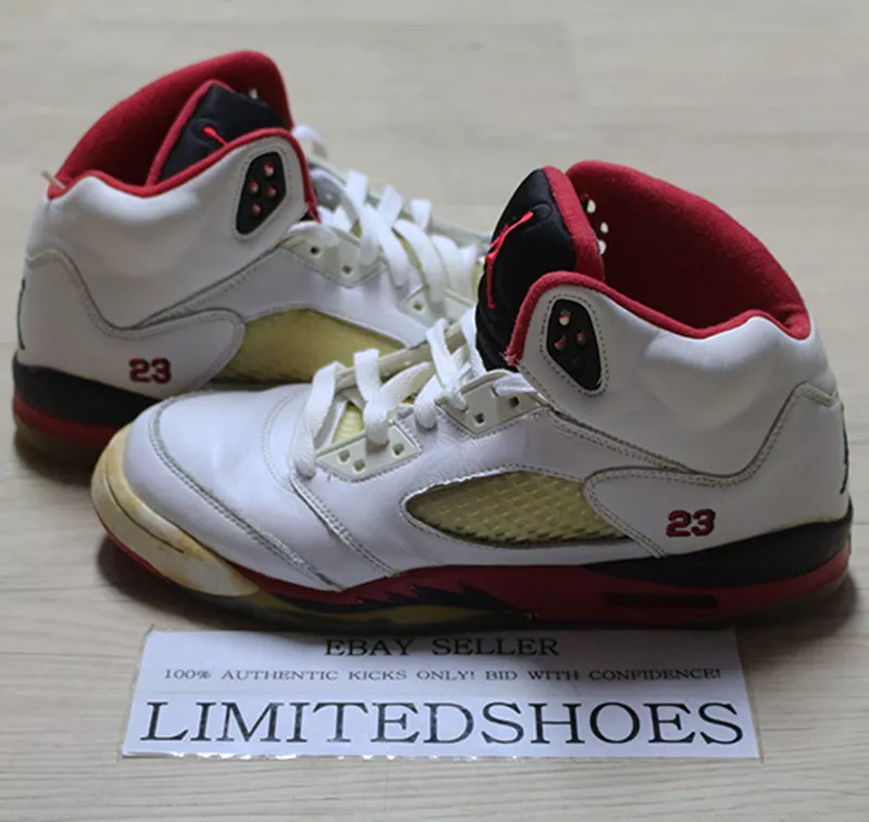 2006 NIKE AIR JORDAN 5 V RETRO GS WHITE FIRE RED 134092 162 US 7Y