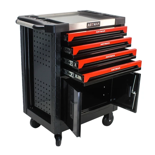 4 -Drawer Rolling Tool Chest Metal Tool Box w/Wheel Tool Cabinet Cart w/Lock - Picture 13 of 16