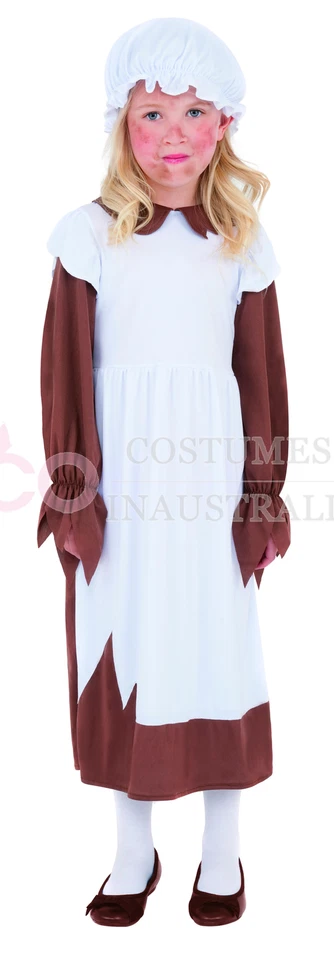 Niñas Pobre Victoriano Niña Disfraz Antiguo Día Miss Histórico Niños Libro Semana Vestido Foto 2 de 4