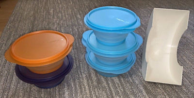 11 pc Tupperware Flat-out 3 & 4 cup expandable bowls & Place for seals organizer
