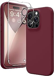 GONEZ for iPhone 15 Pro Max Case Silicone| 2X Camera Protector+ 2X Screen Protec