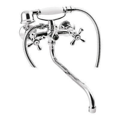 BADLAND Komplette Set Badewannenarmatur ROMA Silber Badarmatur Wannenbatterie