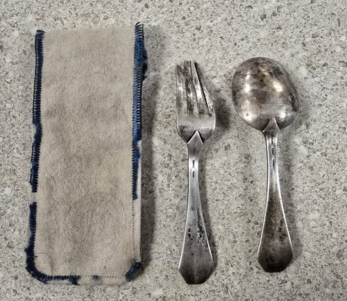 VINTAGE S. KIND AND SONS GEBURTSREKORD LÖFFEL & GABEL MIT ETUI - Bild 2 von 4