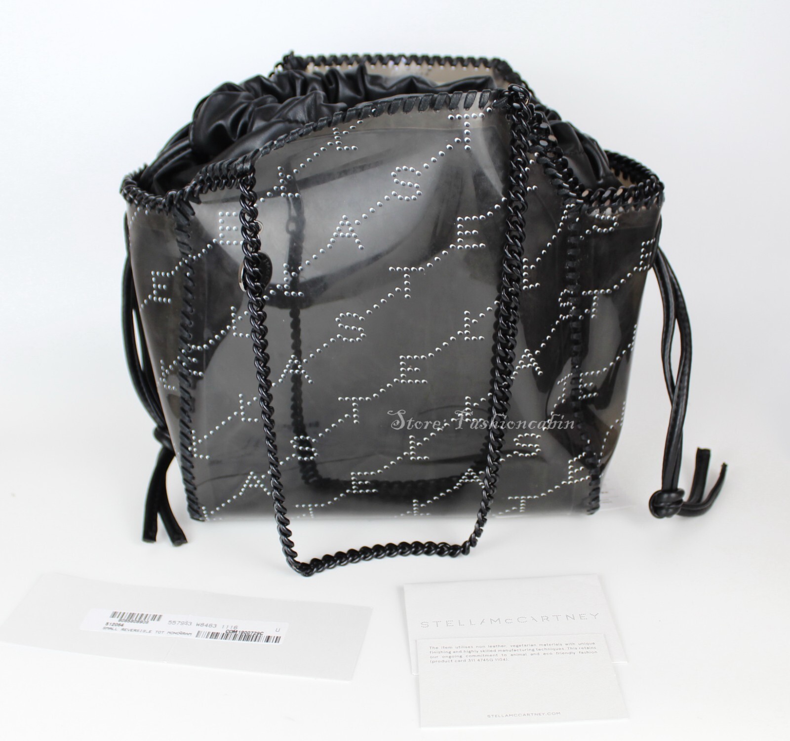 NEW STELLA MCCARTNEY Falabella Monogram Logo Tote | Sleek & Eco-Chic Bag, Black image 9