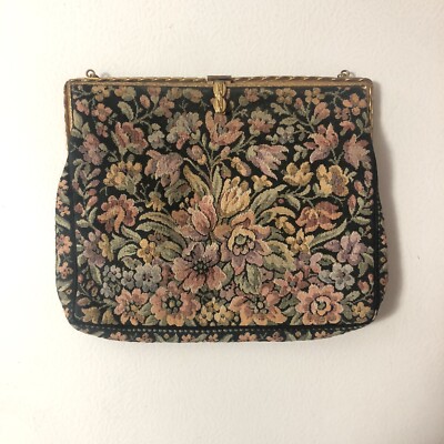 VTG Gorwood Canada Tapestry Fabric Handbag Purse Pastel Floral