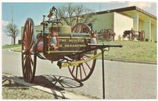 Postcard HUNTER, OK Fire Department 1890 CHEMICAL CART Oklahoma City MUSEUM 