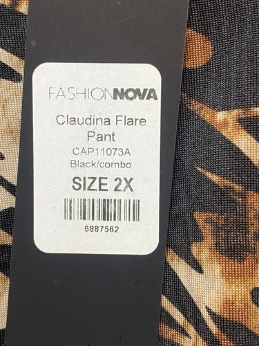 Fashion Nova Pants Women 2X (36x33) Claudina Flare Animal Print Plus Spandex NWT - Picture 4 of 12