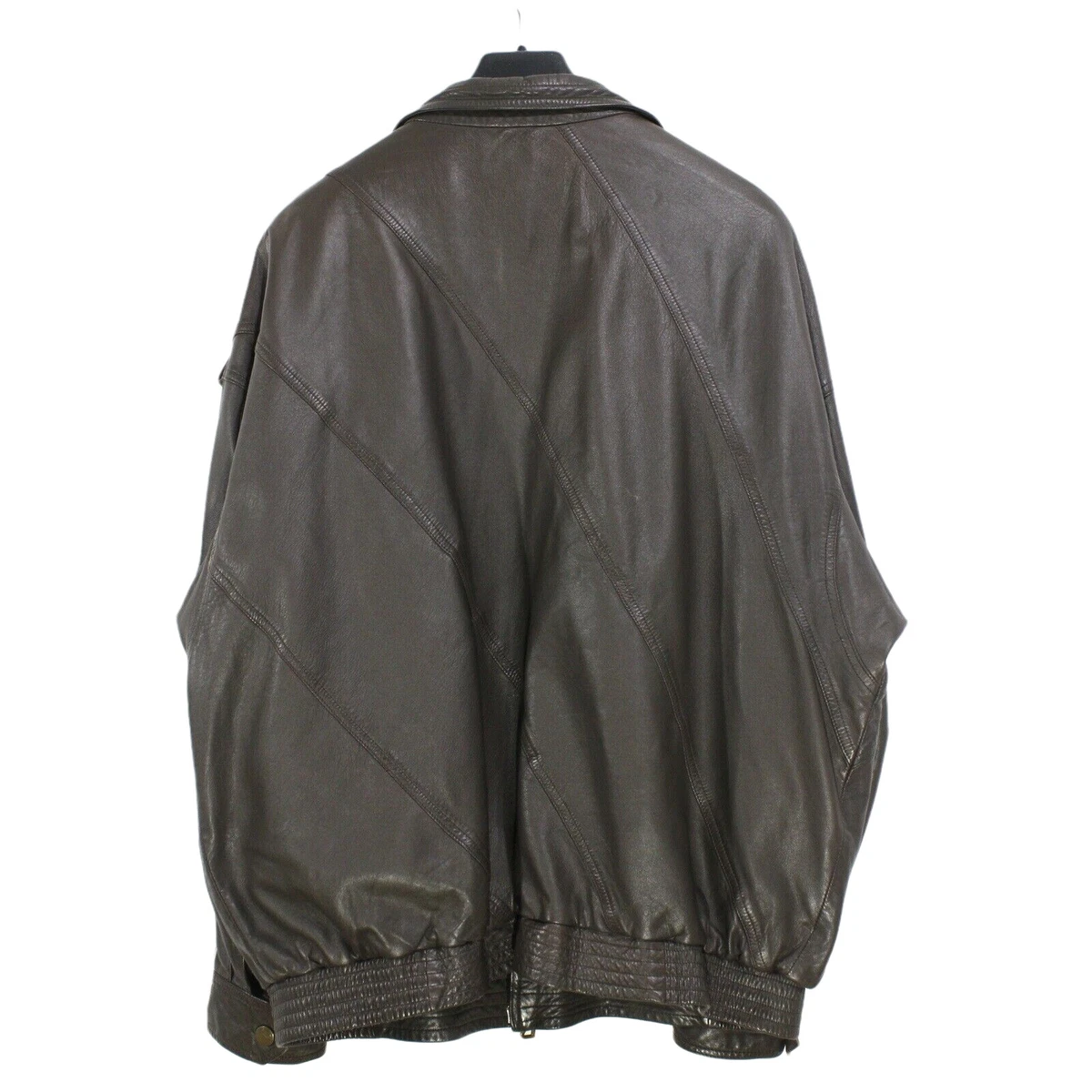 BOGNER Men s Leather Jacket Size L Brown Collared Full Zip Pockets