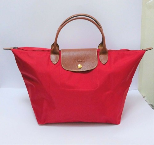 LONGCHAMP Women's Medium Le Pliage Top-Handle Tote Bag/Handbag - Red BRAND NEW - Afbeelding 1 van 8