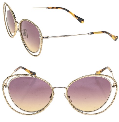 MIU MIU SCENIQUE Butterfly 56R Pale Gold Blue Mirrored Metal  display picture 1