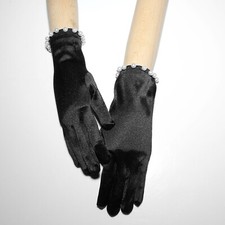 Womens Satin Gloves Decor Silky Gloves Black Wedding Dress Accessory Opera Gift