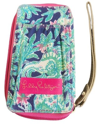 LILLY PULITZER  Carded ID Wallet Bright Navy Print SmartPhone WRISTLET  EUC